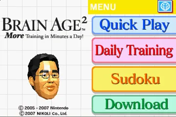 Brain Age 2 - More Training in Minutes a Day! (USA) (Demo) (Kiosk) screen shot title